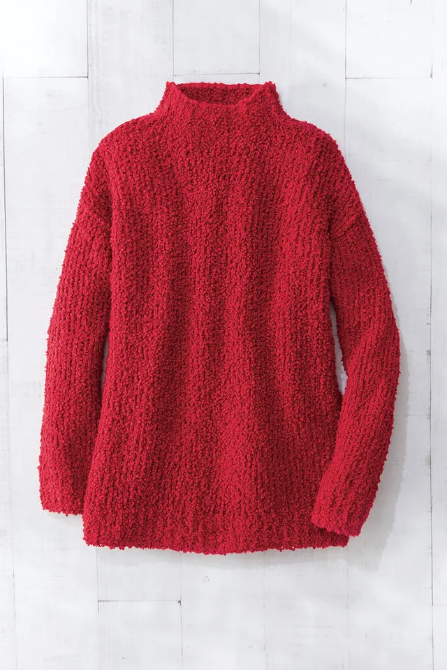Bouclé Funnel-Neck Sweater