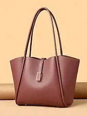 Women's Green Faux Leather Tote Bag, Simple Design, Gold Buckle Decoration - Stylish and Practical Tote Bag for Work, Shopping and Daily Use Black White Red