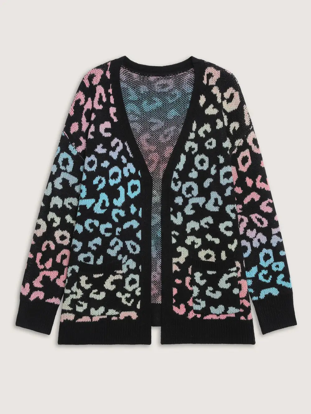 Leopard Colorful Print Open-Front Cardigan