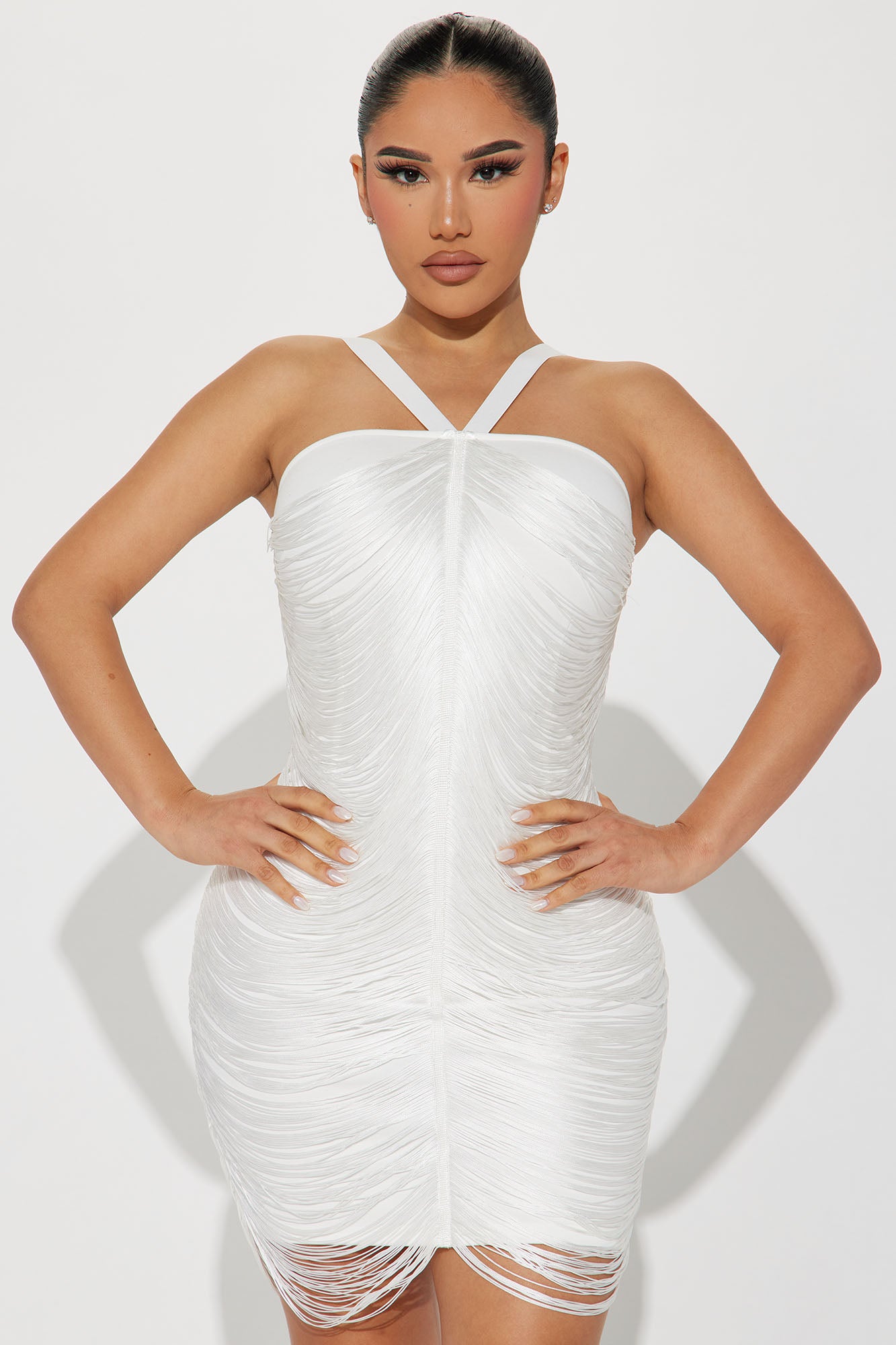 Daisy Fringe Mini Dress - White