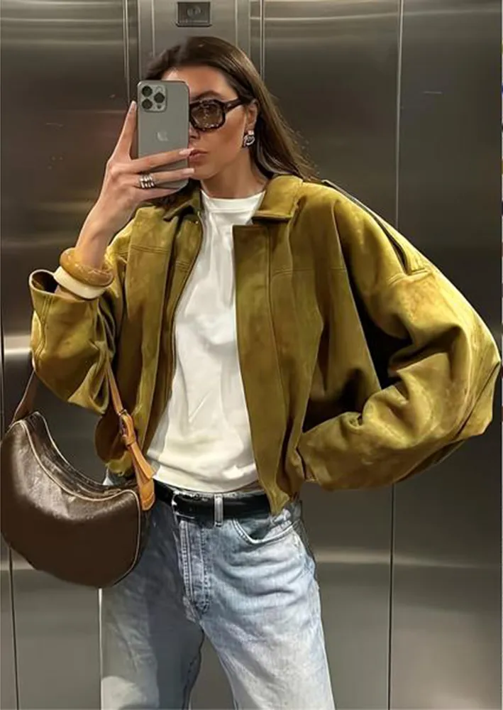 Women's Casual Loose Military Short Coat (Spring/Autumn, Army Color, Daily Wear)