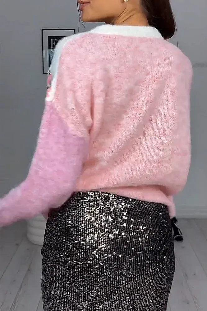 Women's fashion leopard print sequined sweater