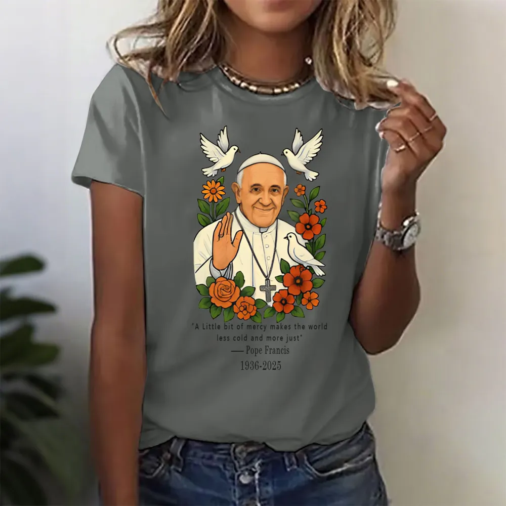 Women's A Little Bit Of Mercy Makes The World Less Cold And More Just 1936-2025 Print Short Sleeve Round Neck Cotton T-Shirt