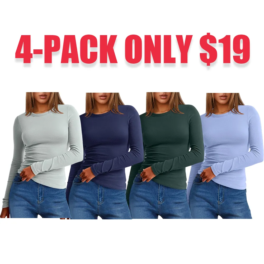 2025 Women's Long-Sleeve Thermal Tee: Crewneck, Slim Fit, Warm (Fall/Winter Basic)