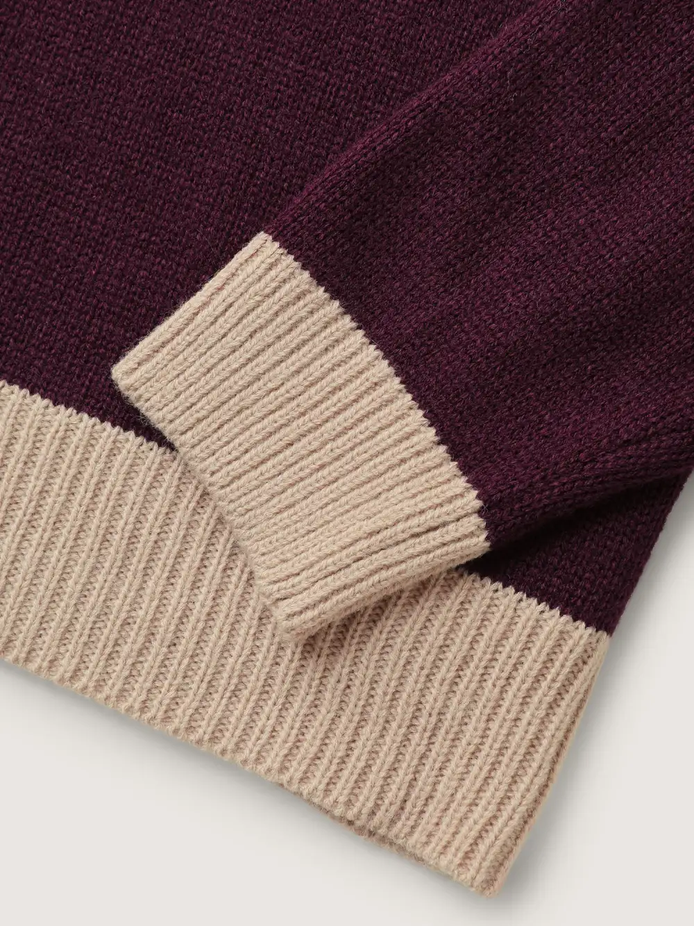 Colorblock Textured Ribbed Hem Pullover