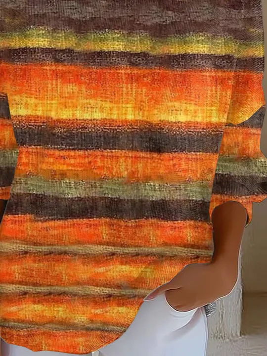 Simple Printing Crew Neck Abstract Sweater