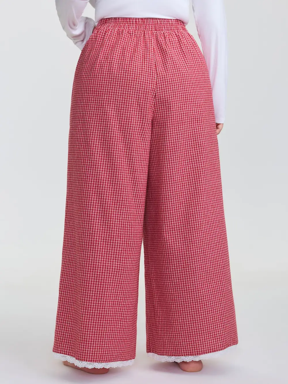 Checkered Lace Buckle Detail Lounge Bottoms