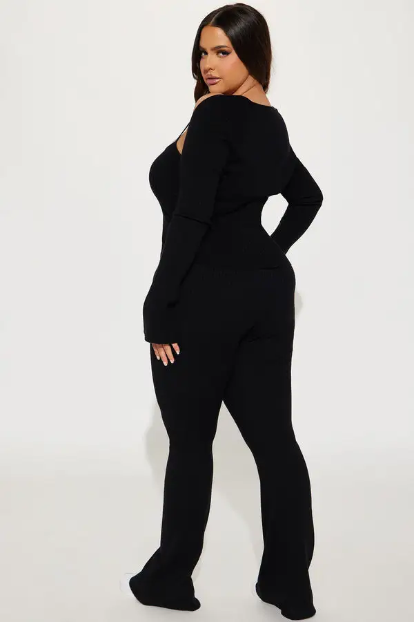 Justine 3 Piece Sweater Pant Set - Black