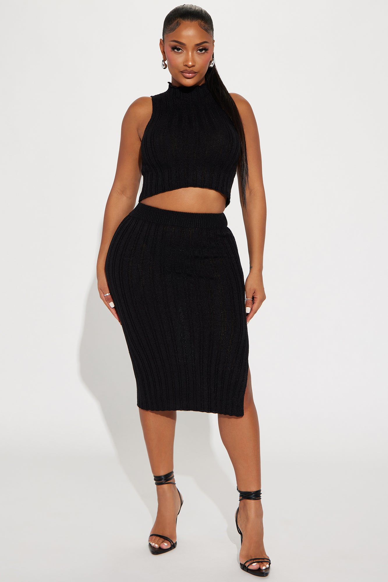 Cierra Sweater Skirt Set - Black