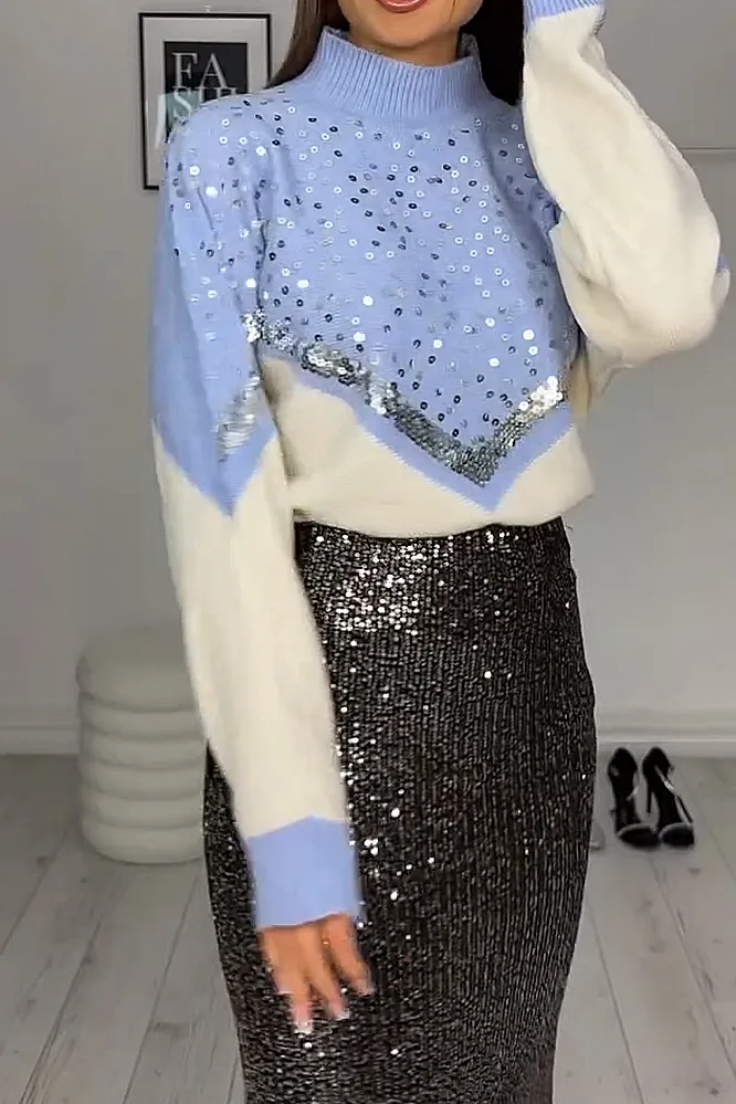 Women's fashion leopard print sequined sweater