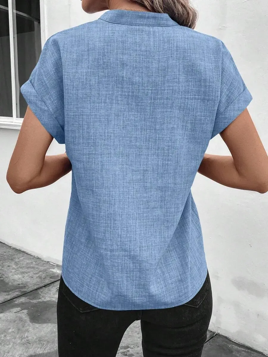 ✨Women's Summer V-neck Casual Short-sleeved Basic Tops