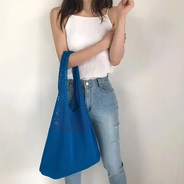 Women's Girls' Tote Shoulder Bag Polyester Shopping Daily Holiday Solid Color