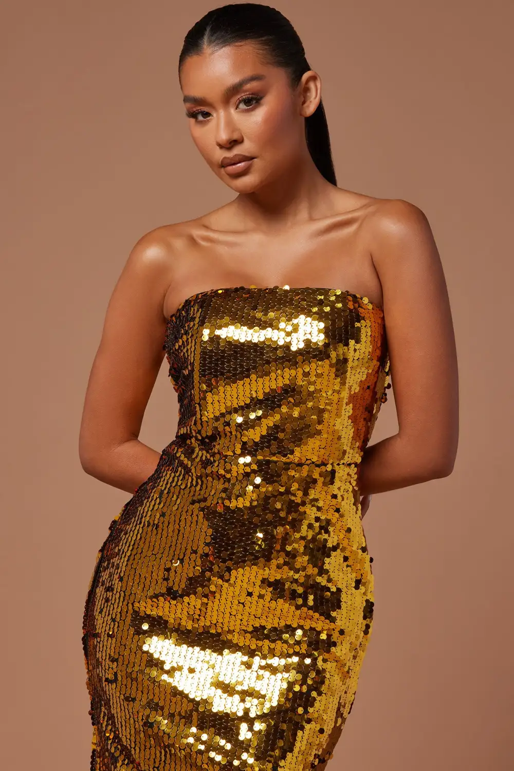 Claudette Sequin Maxi Dress - Gold