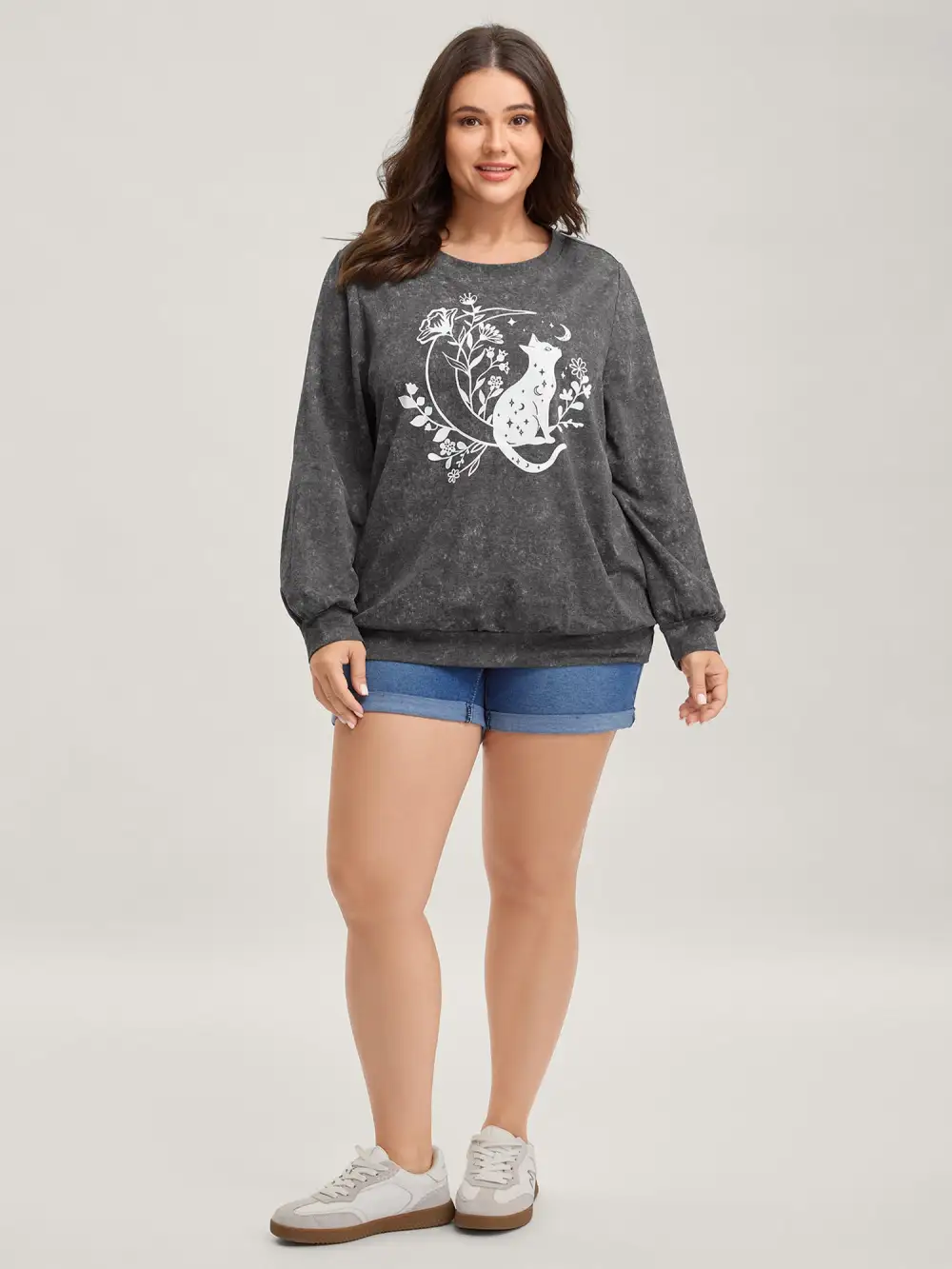 Midnight Cat Stretchy Solid Sweatshirt