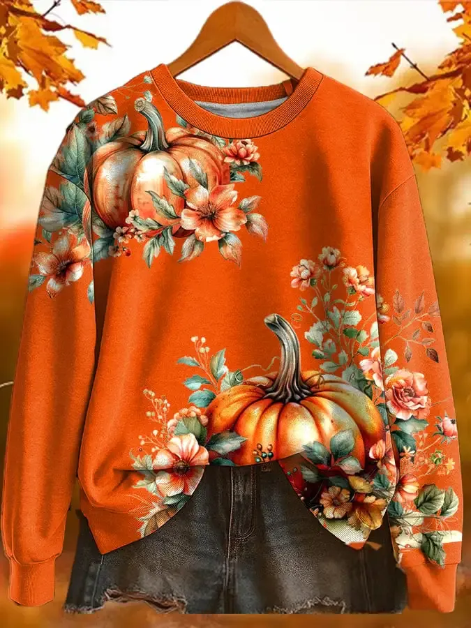 Women's Autumn  Print Crew Neck Sweatshirt