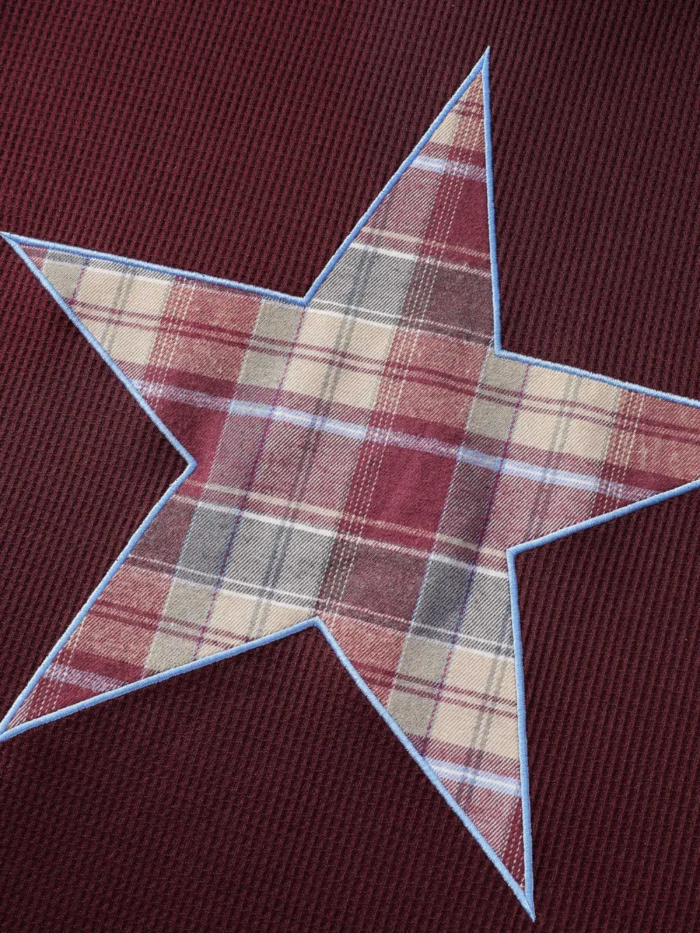 Plaid Star Applique Embroidery Hoodie