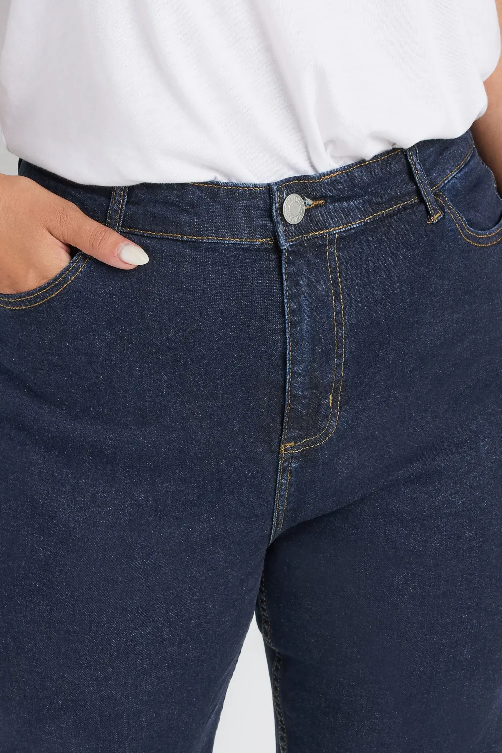 YOURS Curve Indigo Blue Wide Leg Denim Jeans