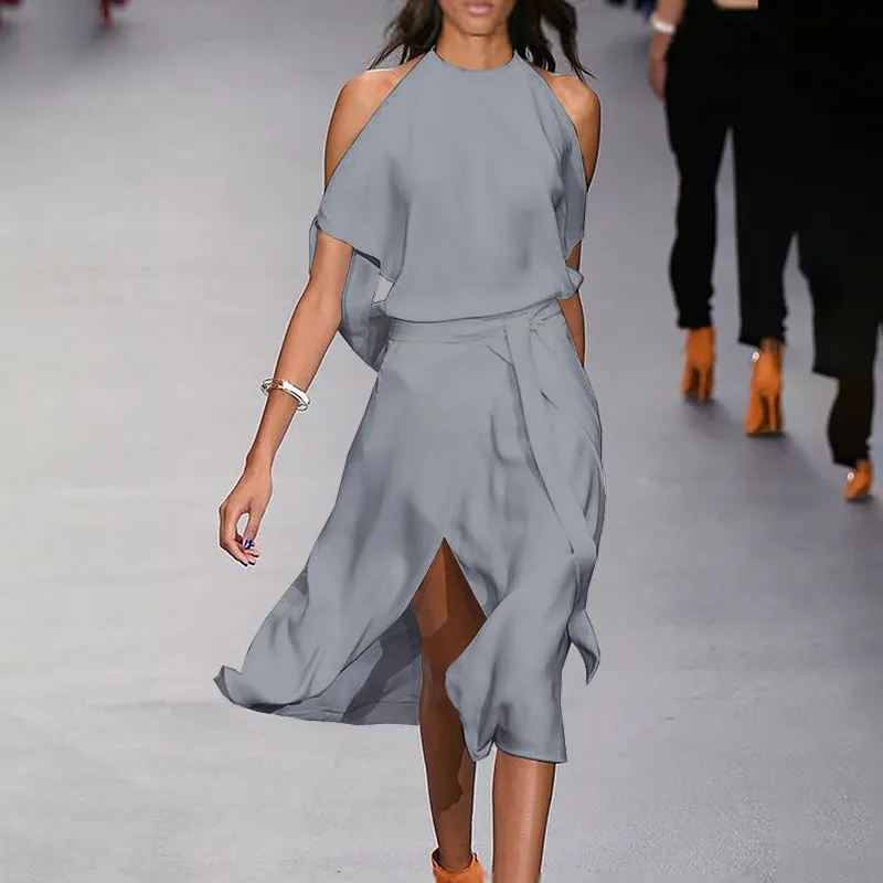 Fashion Solid Color Strapless Dress