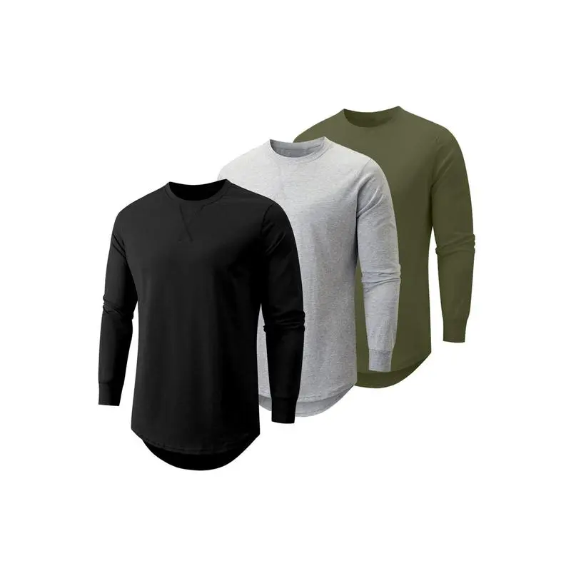 Men’s 3-Pack Longline Crewneck Tees – Cotton Casual Tops