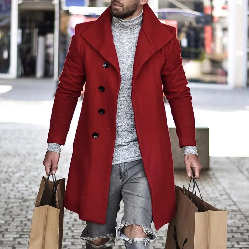 Casual Lapel Pure Color Single Breasted Overcoat
