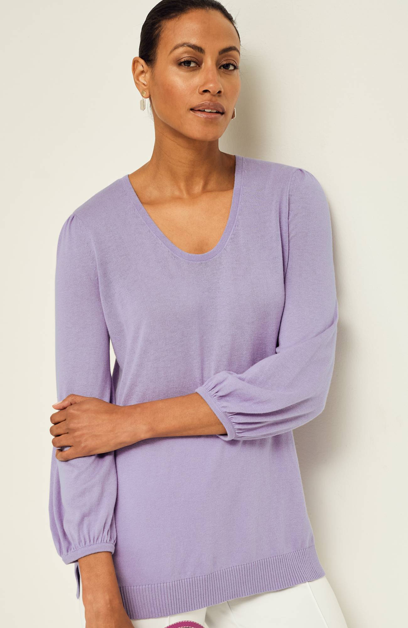 wearever silk-blend blouson-sleeve sweater