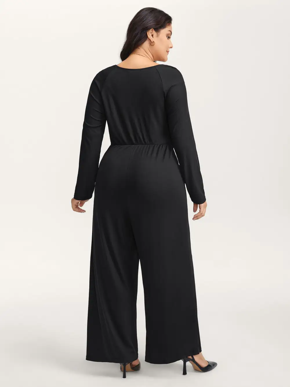 Pit Strip Textured Stretchy Raglan Sleeve Jumpsuit