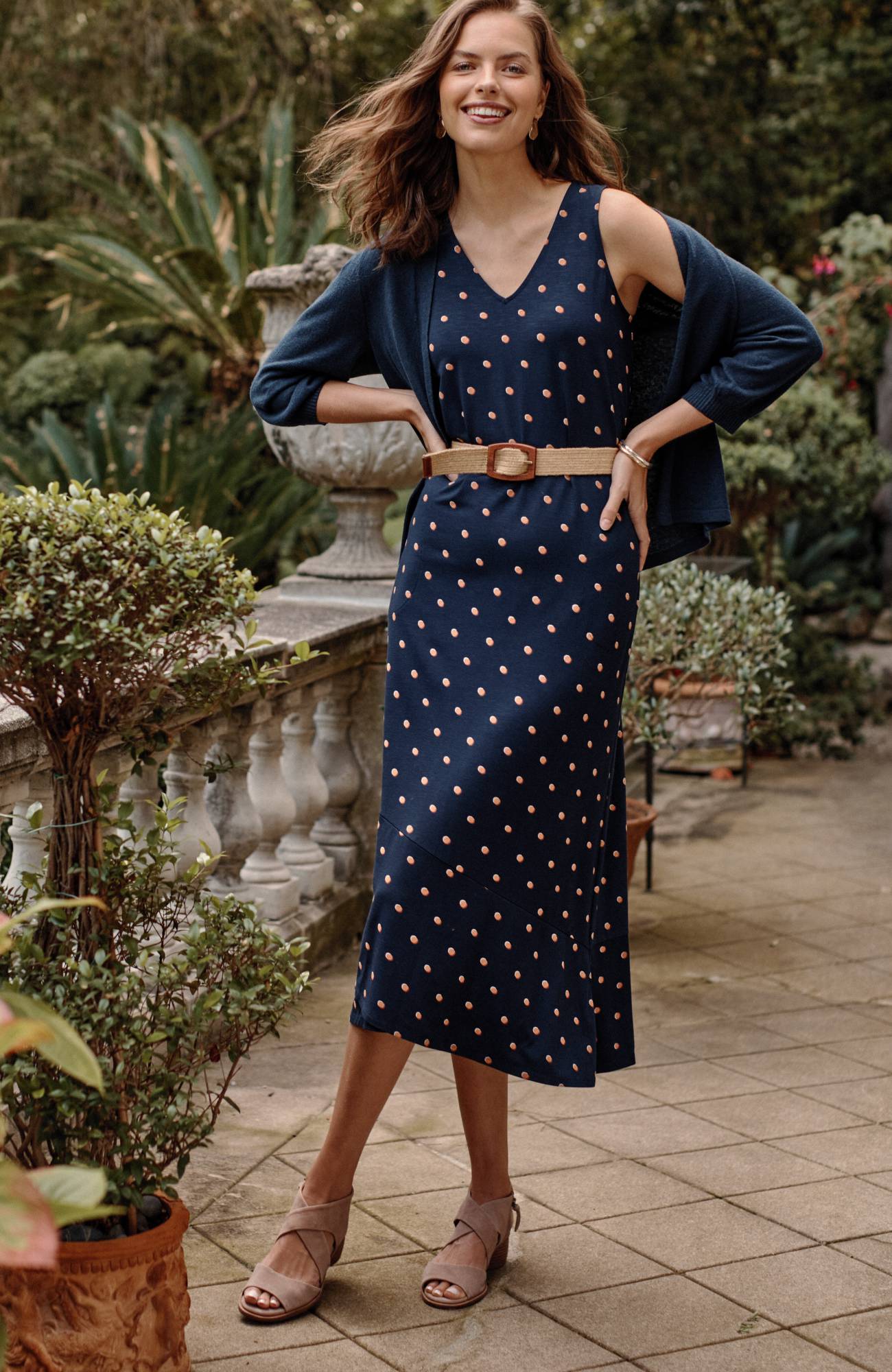 Flounced-Hem Midi Dress