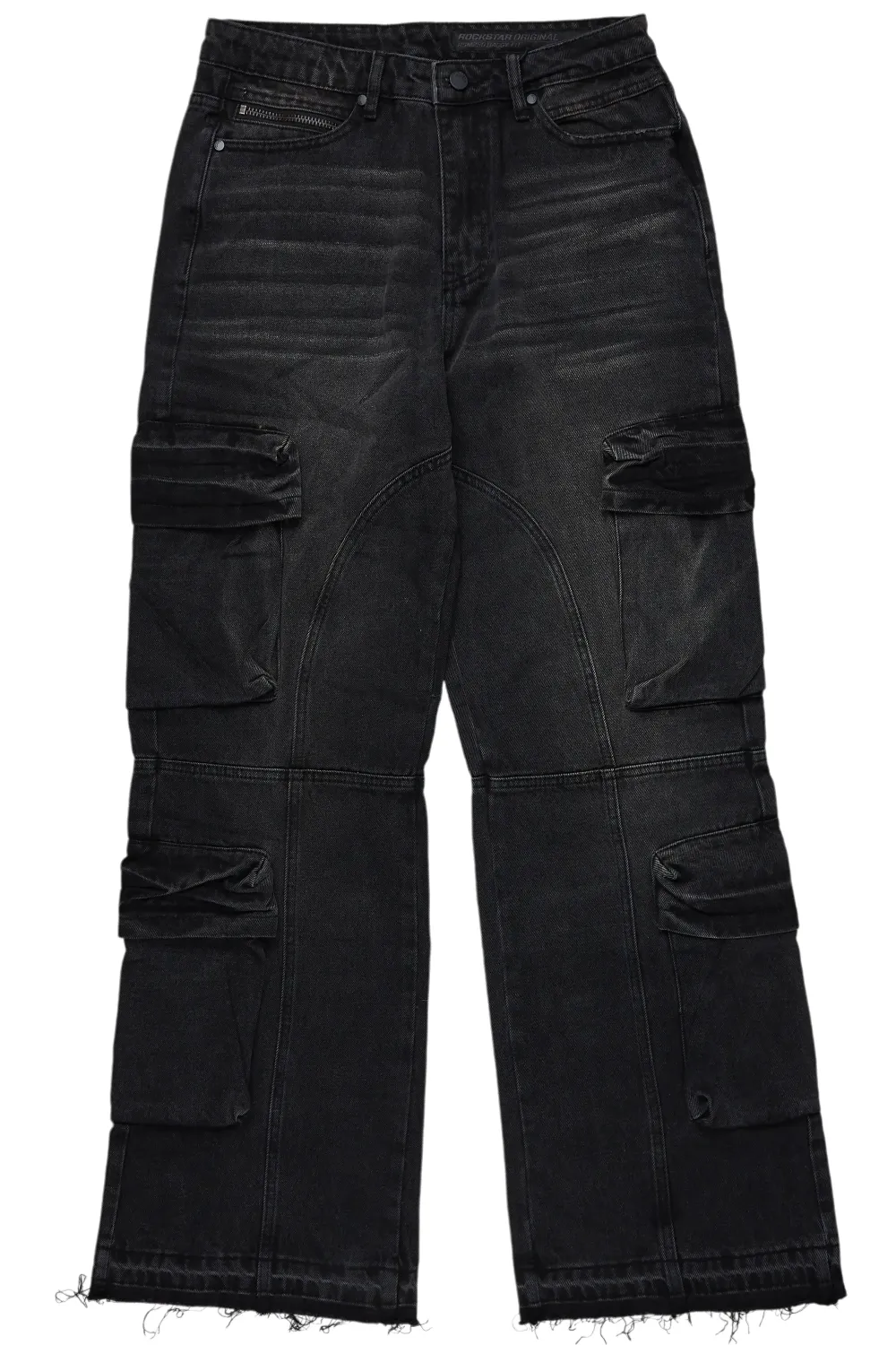 Gregor Black Baggy Fit Cargo Jean