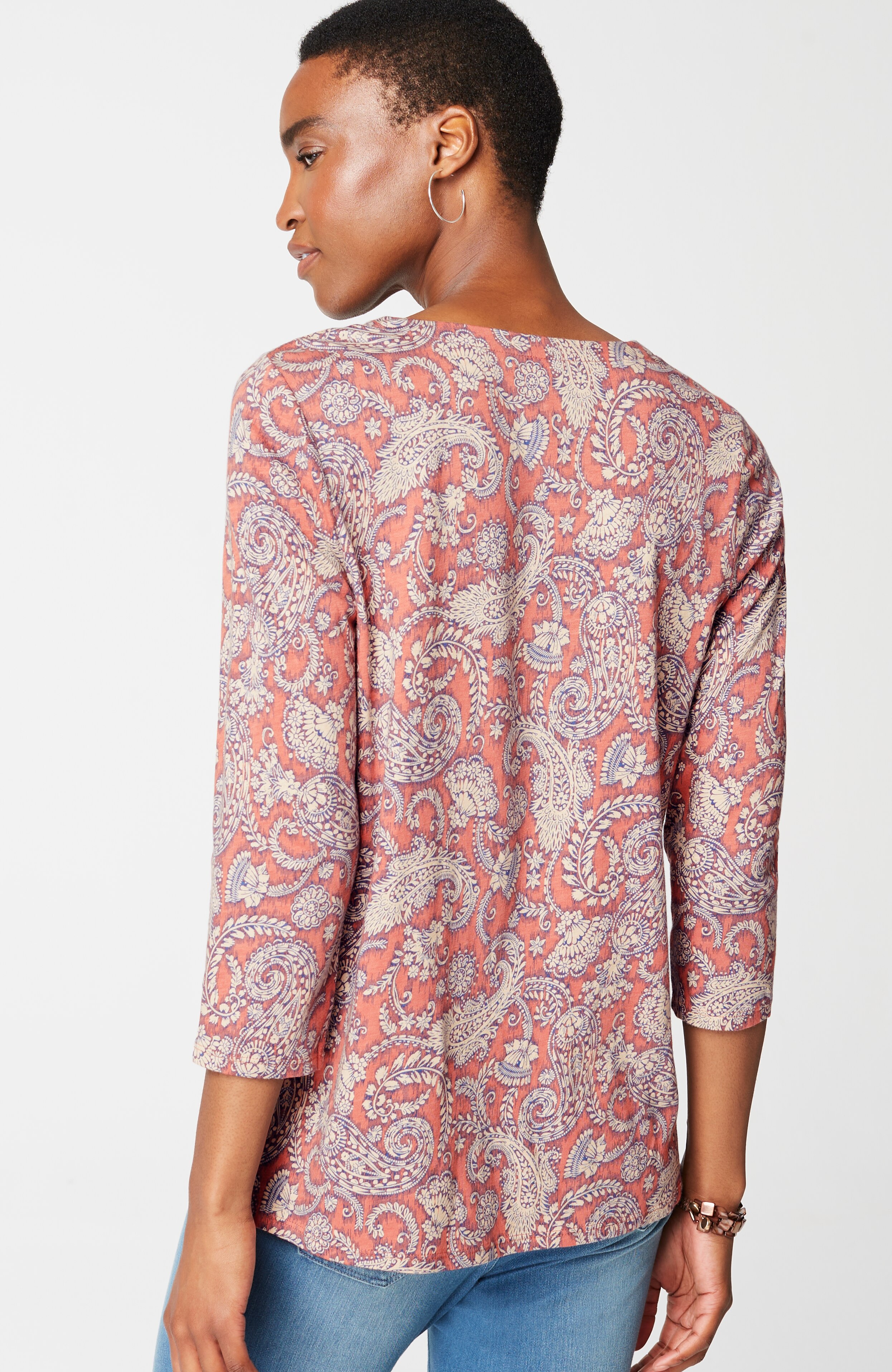 Pure Jill Printed V-Neck Tee