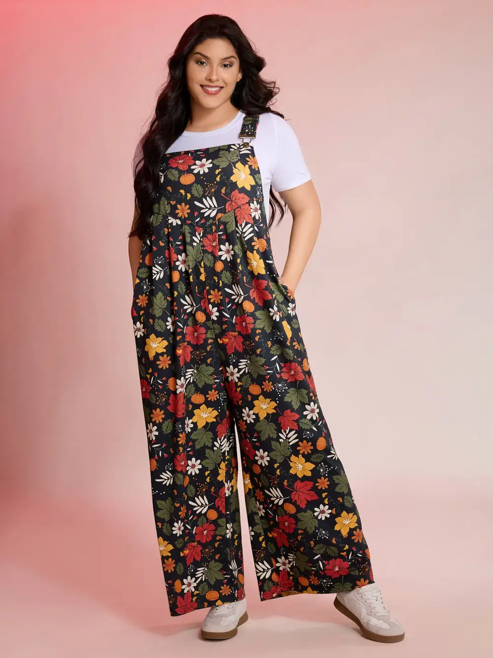 Retro Fall Print Relaxed Fit Jumpsuit