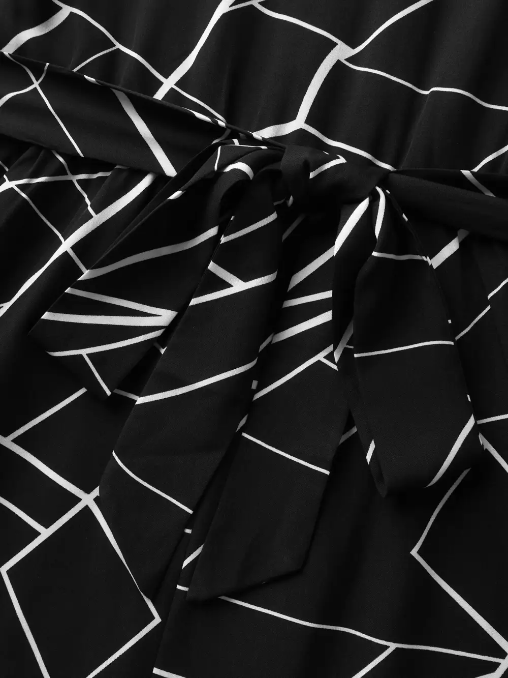 Geometric Print Waist-Defining Belted Jumpsuit