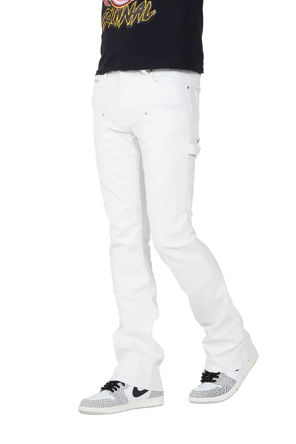 Quartz White Coated Stacked Flare Jean