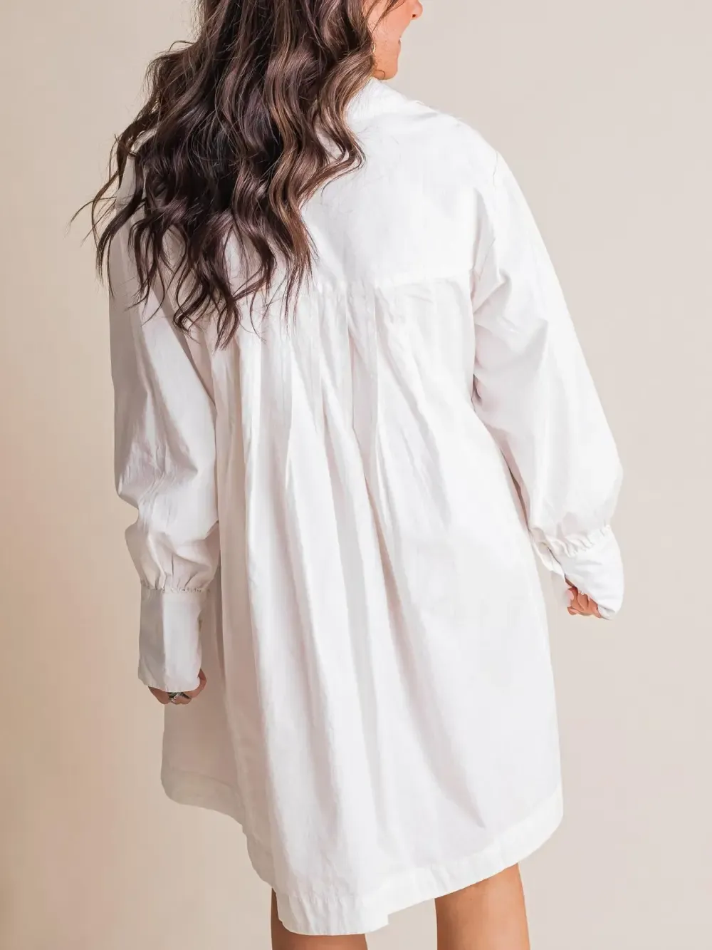 💝Women's Solid Button Pleated Shirt Dress