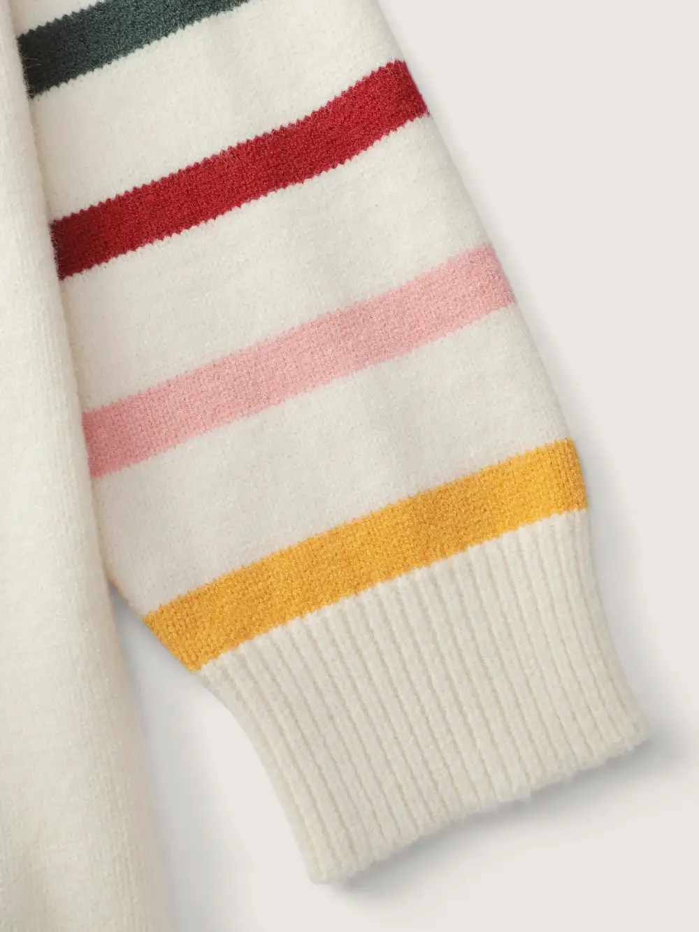 Rainbow Stripe Sleeve Contrast Pullover