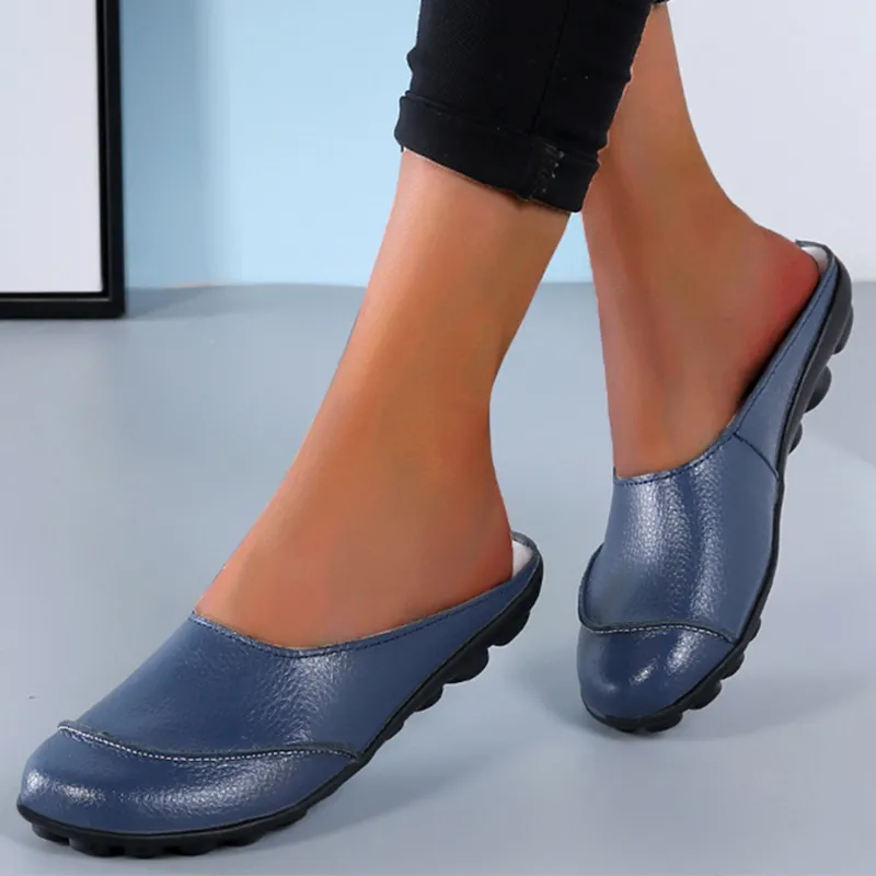 Slippers Wear Leather Soft Soles And Comfortable Flat Shoes