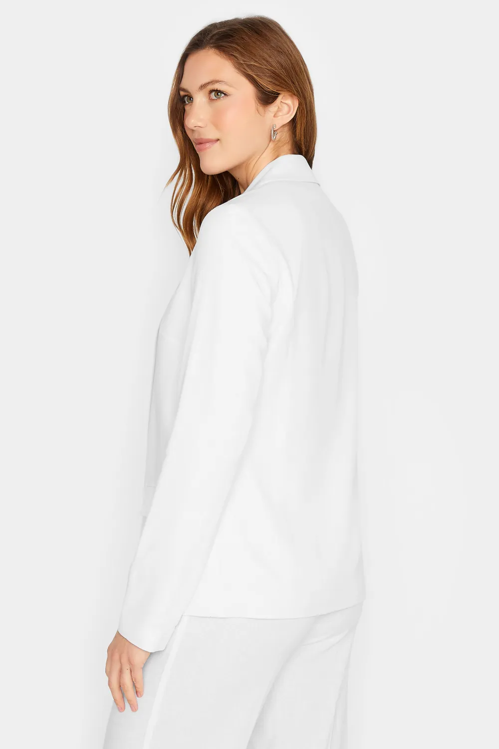 LTS Tall White Linen Blazer Jacket