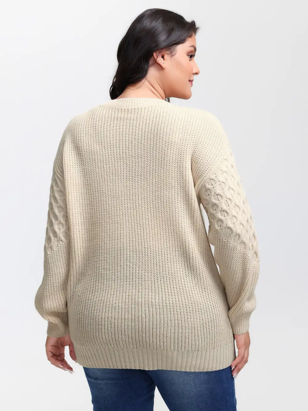 Textured Round Neck Ribbed Pullover