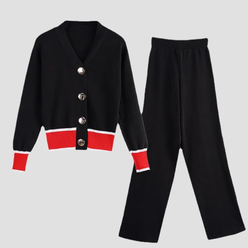 Fashion Classic Buttons Color Block Two-piece Set