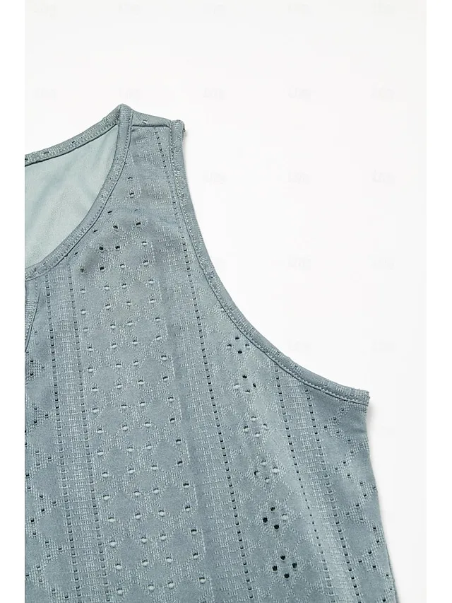 Women's White Dress Casual Dress Tank Dress Midi Dress Eyelet Basic Classic Daily Split Neck Sleeveless Summer Spring Black White Plain