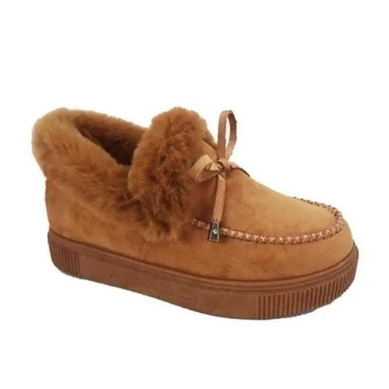 Women's Winter Snow Boots Fur Lined Suede Snow Booties, Fashion Flat Casual Booties Non-Slip Snow Shoe (Color : Pink, Size : US:5)
