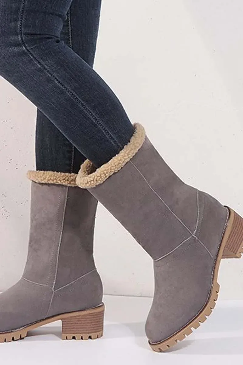 🔥Last Day Specials👢Women's thick heel high heel snow boots women's two-wear plus velvet warm mid-calf boots