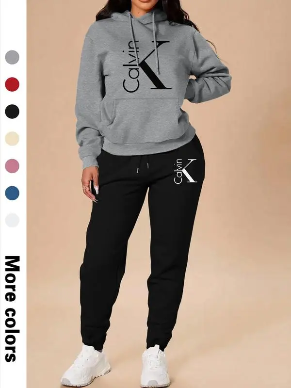 Women's Casual Hooded Sweatshirt Set
