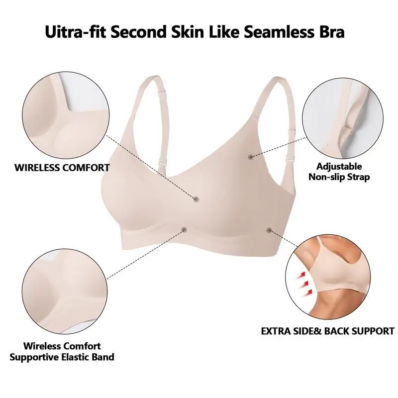 Women's Seamless Wireless Push Up Bra – Comfort & Full Coverage