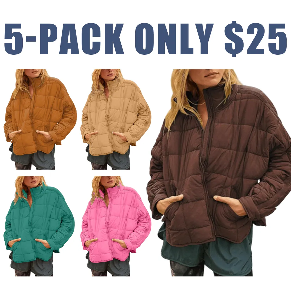 Women's Lightweight Quilted Puffer Jacket – Short Zipper Coat with Pockets