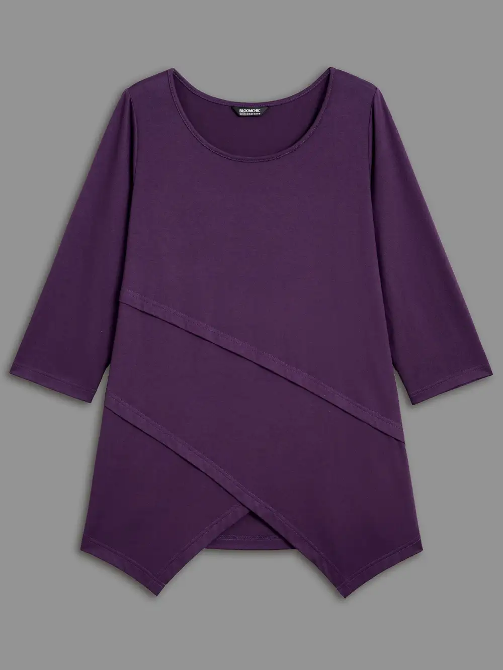Asymmetrical Hem Overlap Long T-shirt