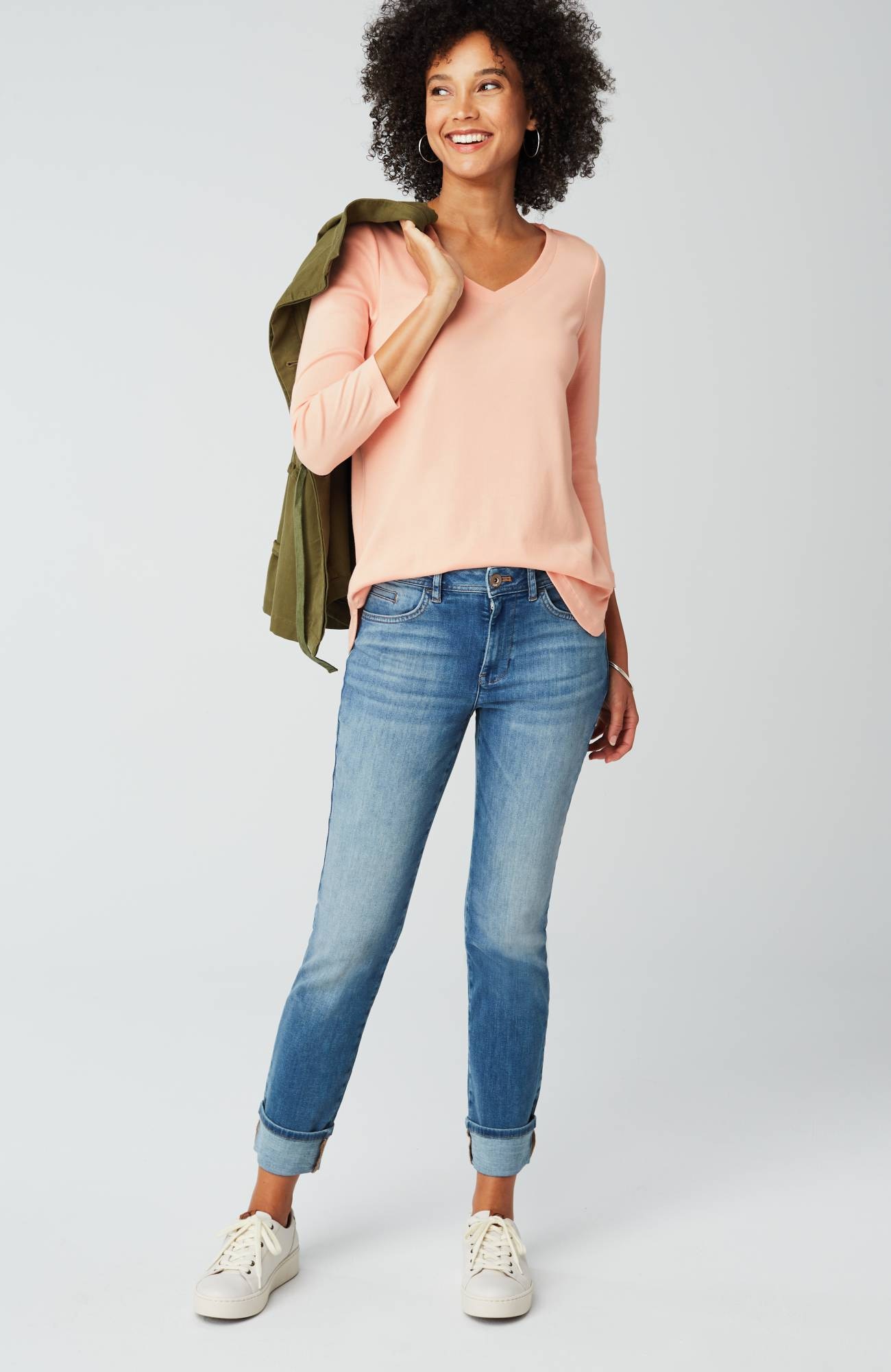 pima 3/4-sleeve v-neck tee