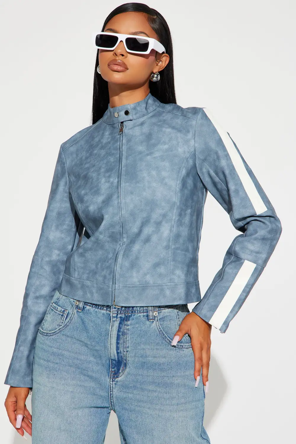 Erase You Washed Faux Leather - Slate Blue