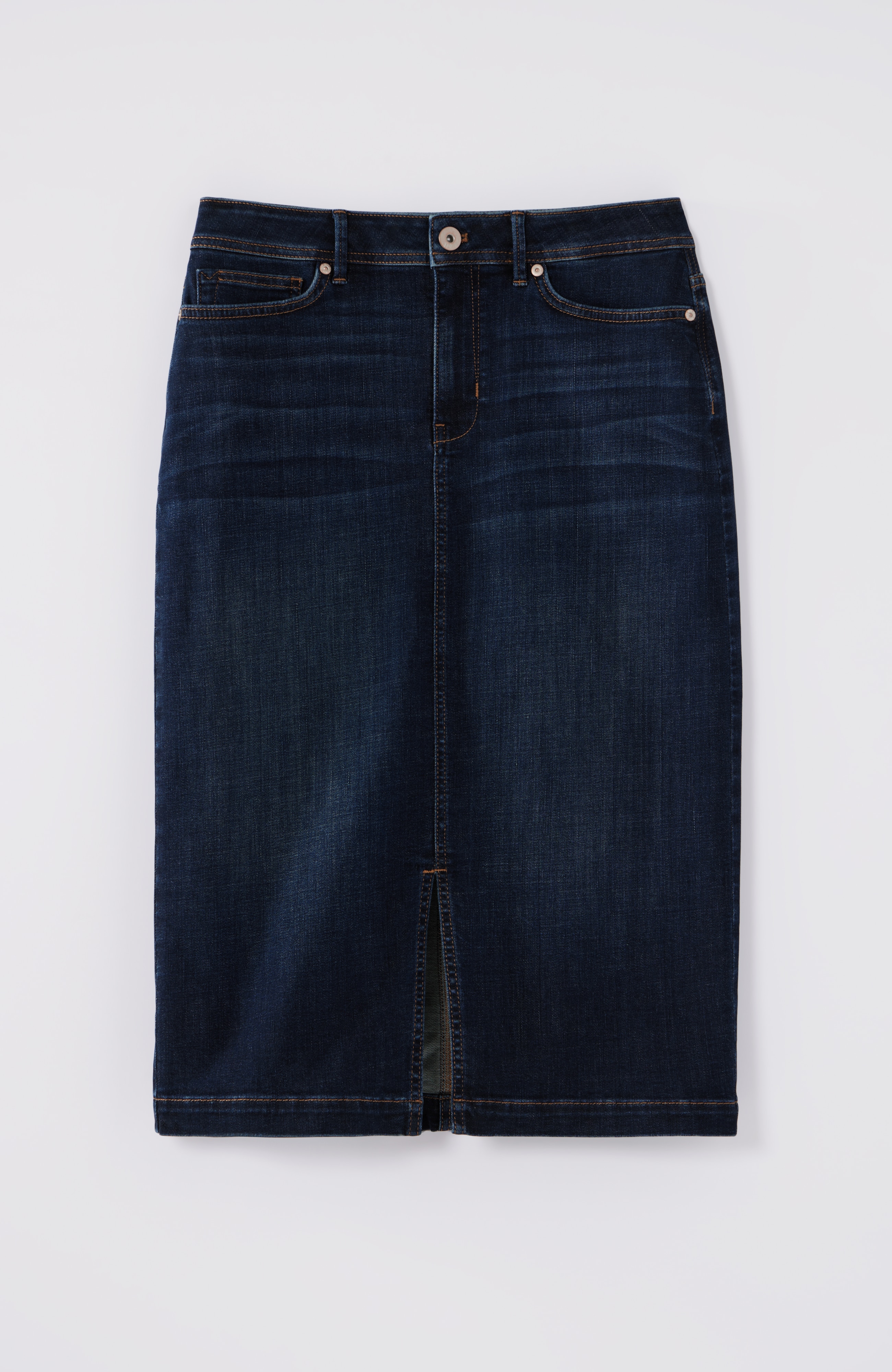Slit-Hem Denim Skirt