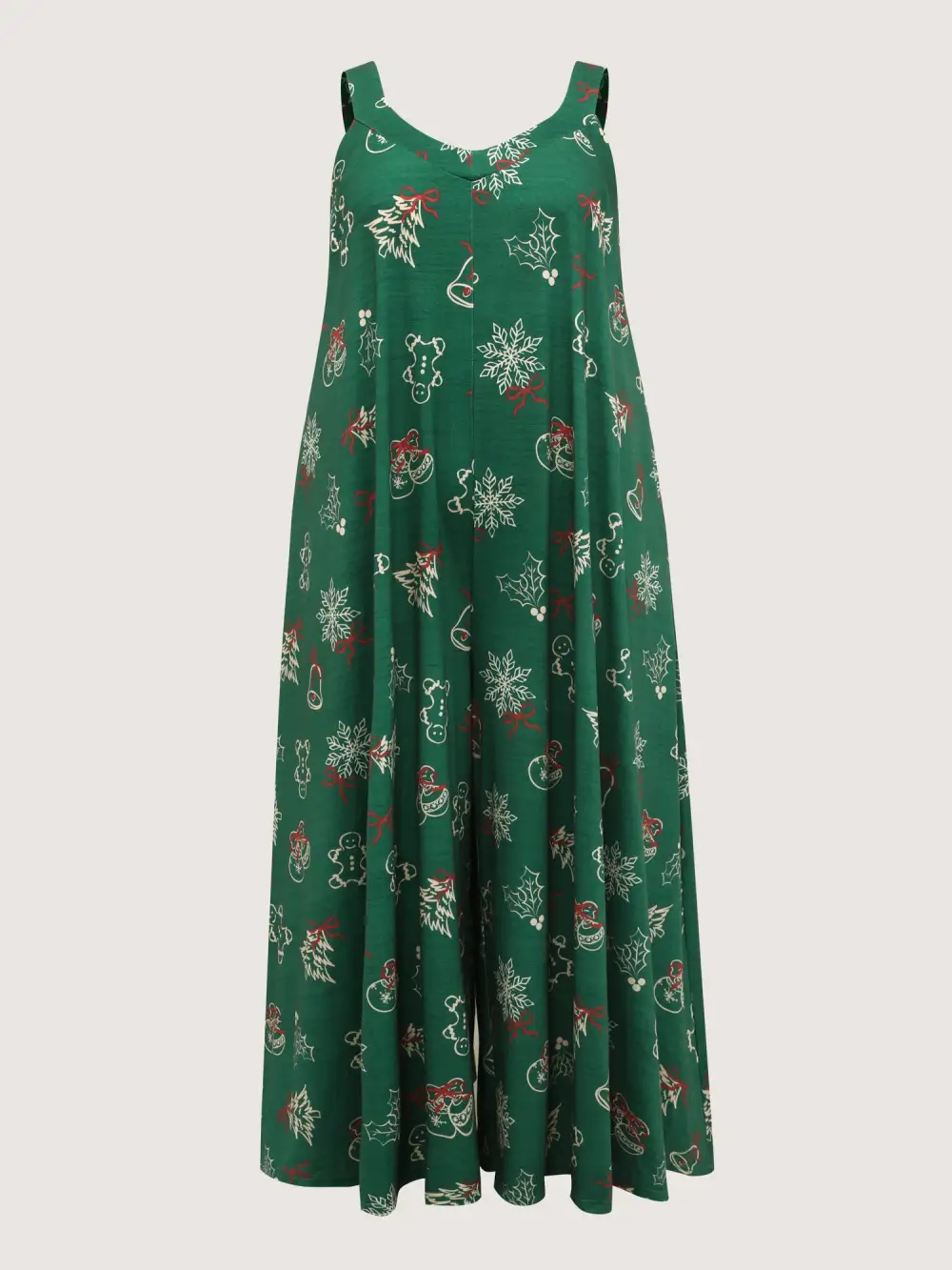 Tree Gingerbread Print Knit Jumpsuit