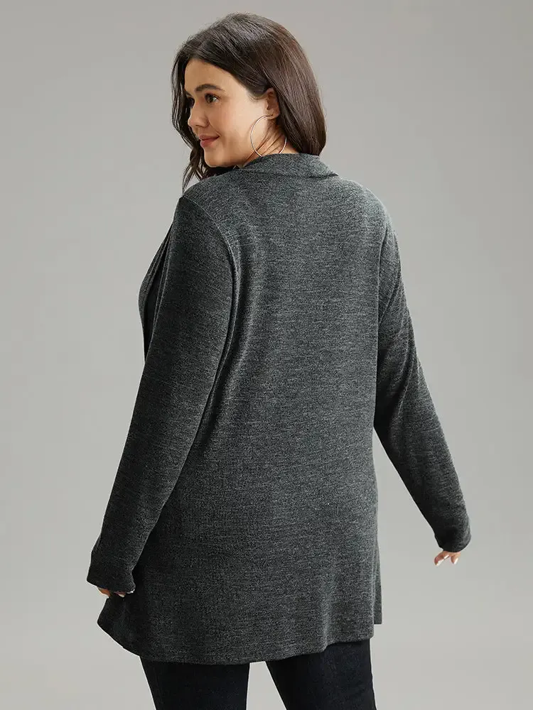 Plain Heather Cowl Neck Button Detail Sweatshirt